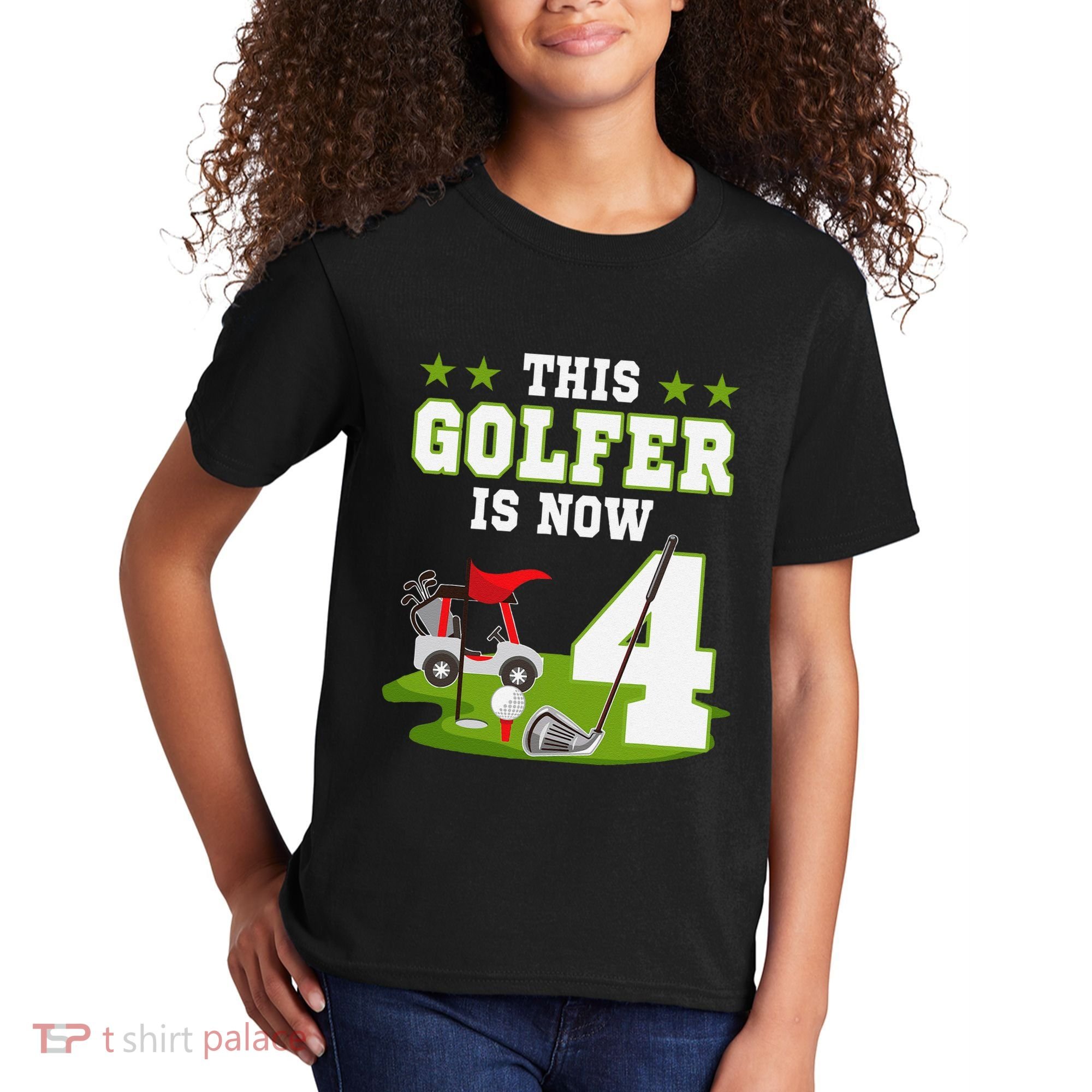 This Golfer Is Now 4 Year Old Birthday 4rd Golf Party Kids T-Shirt