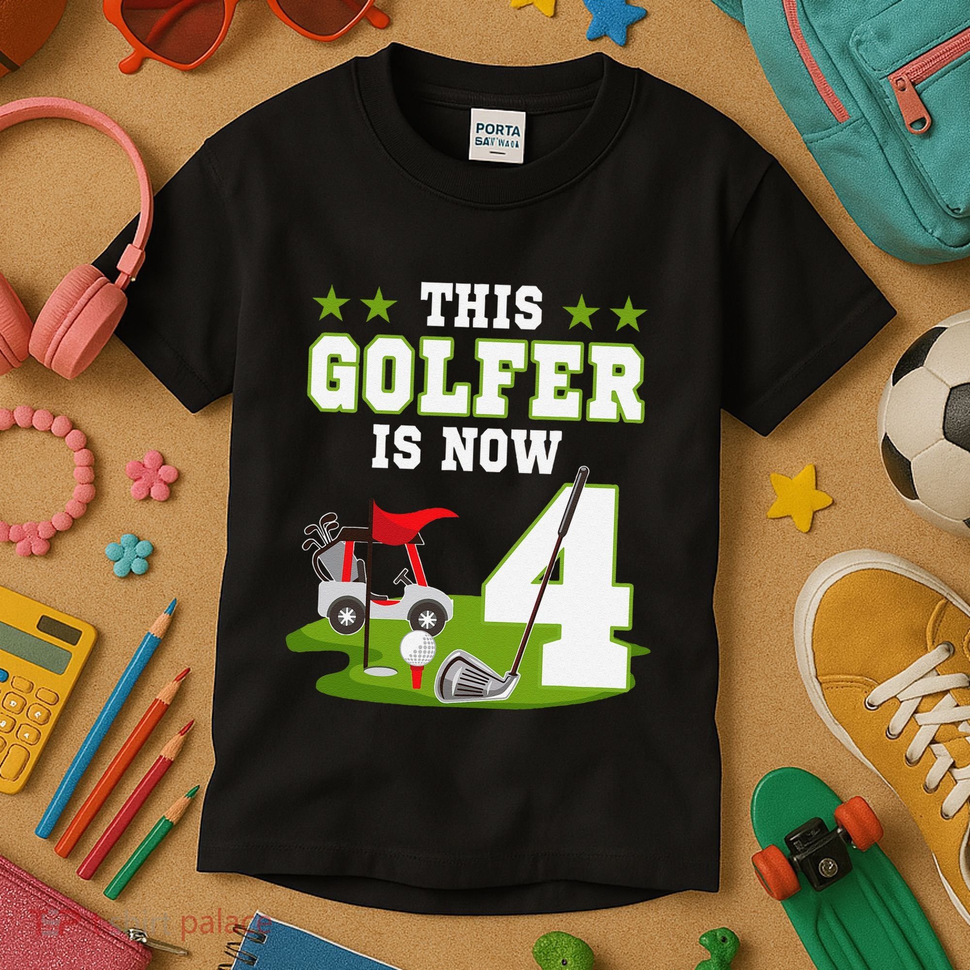 This Golfer Is Now 4 Year Old Birthday 4rd Golf Party Kids T-Shirt