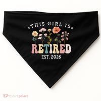 This Girl Is Retired EST 2026 Retro Boho Flowers USA-Made Doggie Bandana thumb 0