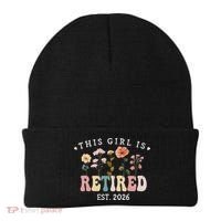 This Girl Is Retired EST 2026 Retro Boho Flowers Beanie thumb 0