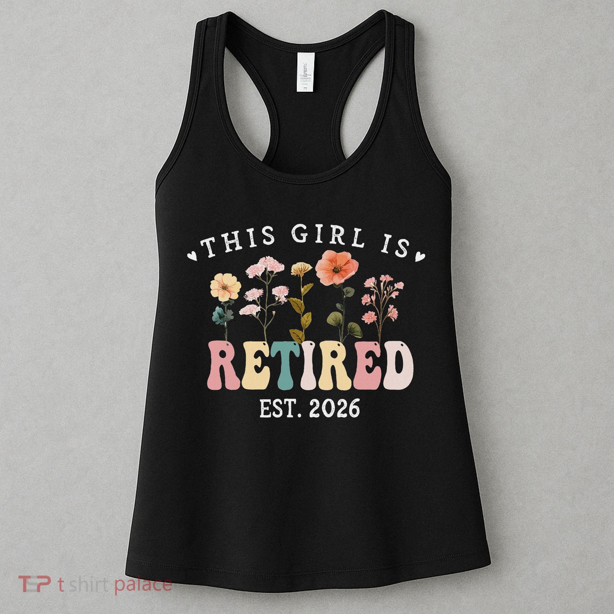 This Girl Is Retired EST 2026 Retro Boho Flowers Women's Tank Top