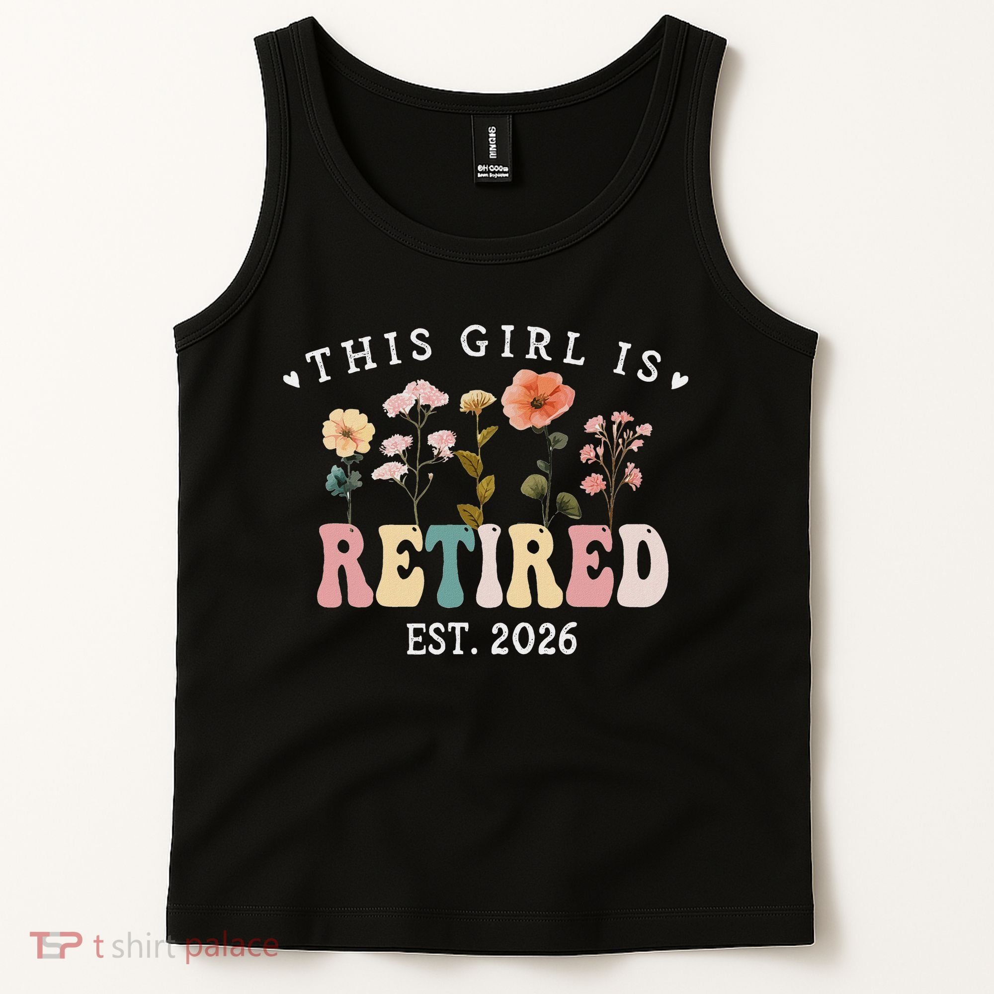 This Girl Is Retired EST 2026 Retro Boho Flowers Tank Top