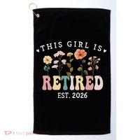 This Girl Is Retired EST 2026 Retro Boho Flowers Golf Towel thumb 0