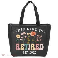 This Girl Is Retired EST 2026 Retro Boho Flowers Tote Bag thumb 0
