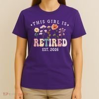 This Girl Is Retired EST 2026 Retro Boho Flowers T-Shirt thumb 4