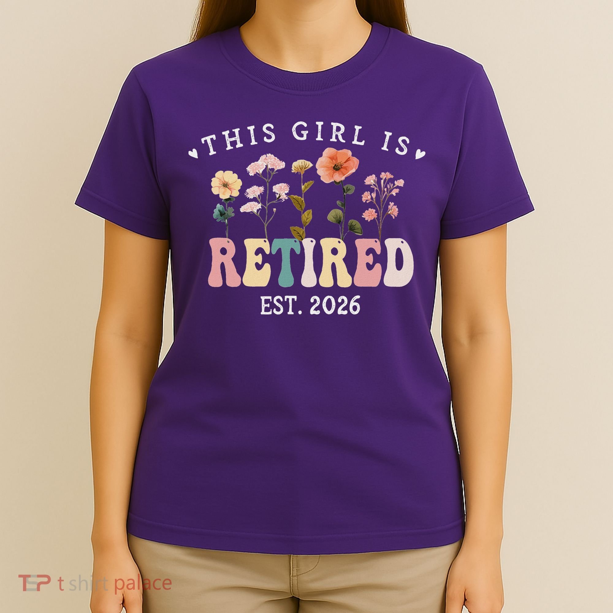 This Girl Is Retired EST 2026 Retro Boho Flowers T-Shirt