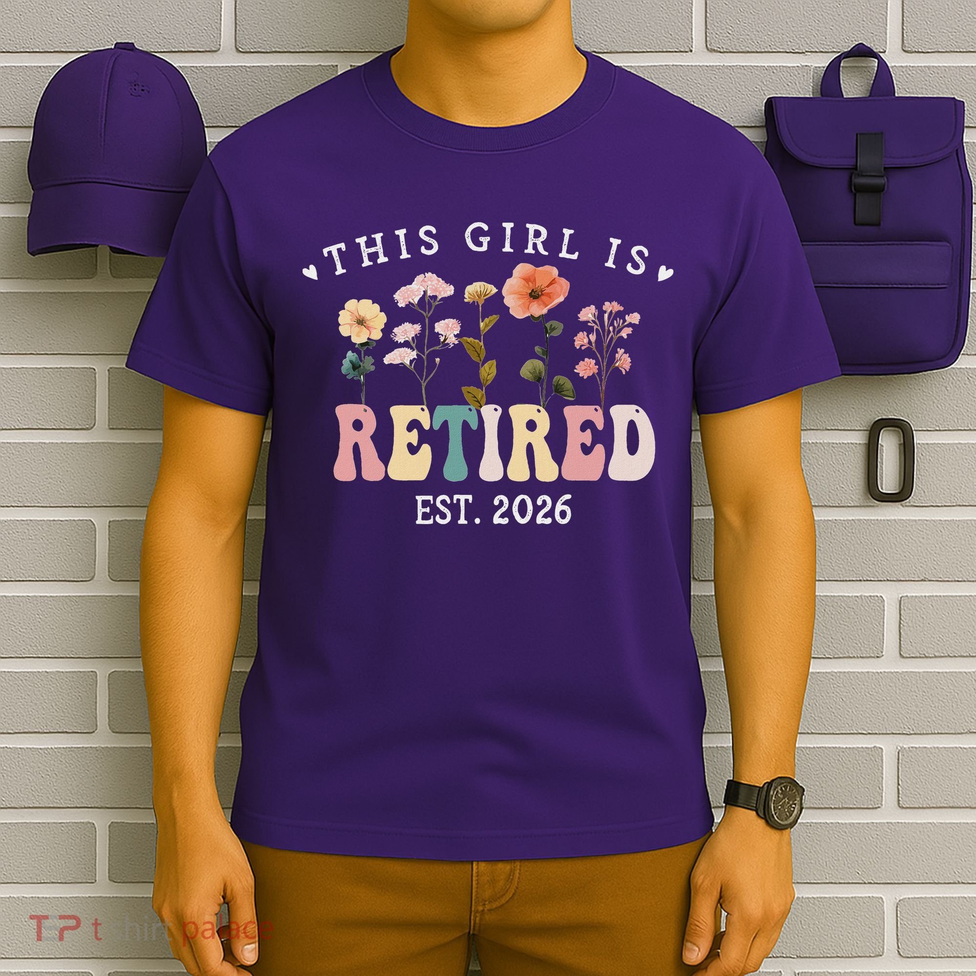 This Girl Is Retired EST 2026 Retro Boho Flowers T-Shirt