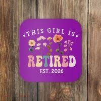 This Girl Is Retired EST 2026 Retro Boho Flowers Coaster thumb 0
