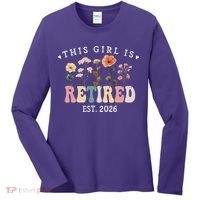 This Girl Is Retired EST 2026 Retro Boho Flowers Women's Long Sleeve Shirt thumb 0
