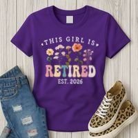 This Girl Is Retired EST 2026 Retro Boho Flowers Women's T-Shirt thumb 3