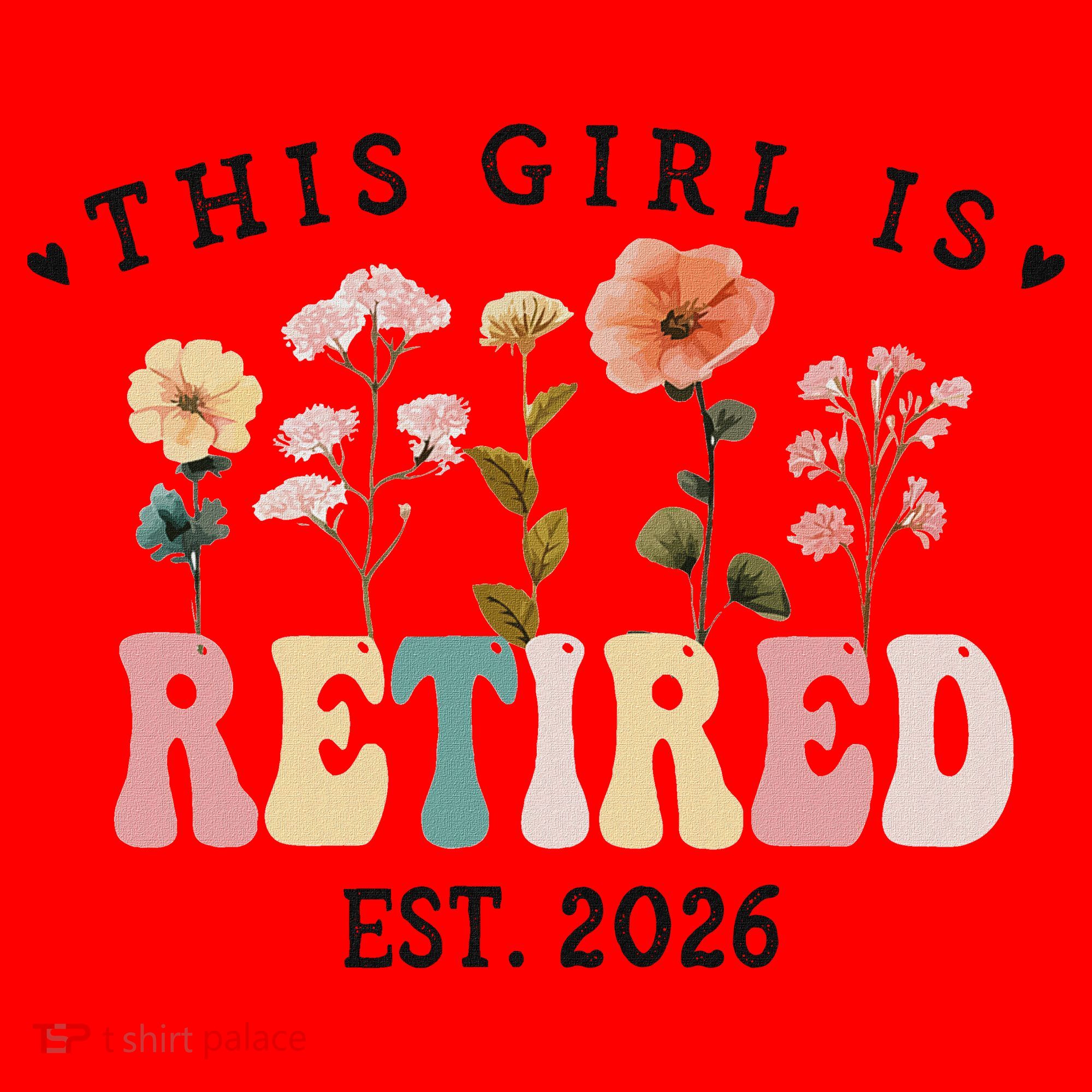This Girl Is Retired EST 2026 Retro Boho Flowers Santa Hat