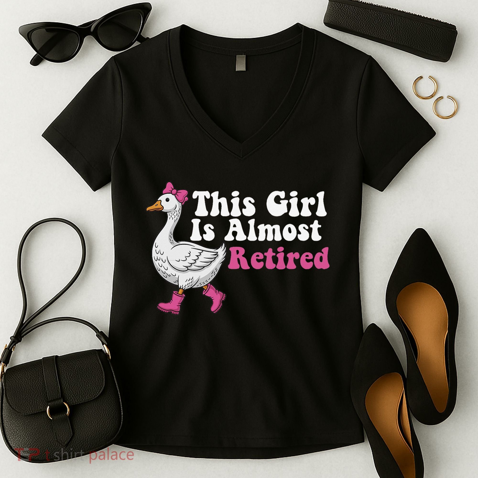 This Girl Is Almost Retired Retiring Soon Retirement Retro Women's V-Neck T-Shirt