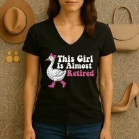 This Girl Is Almost Retired Retiring Soon Retirement Retro Women's V-Neck T-Shirt thumb 3