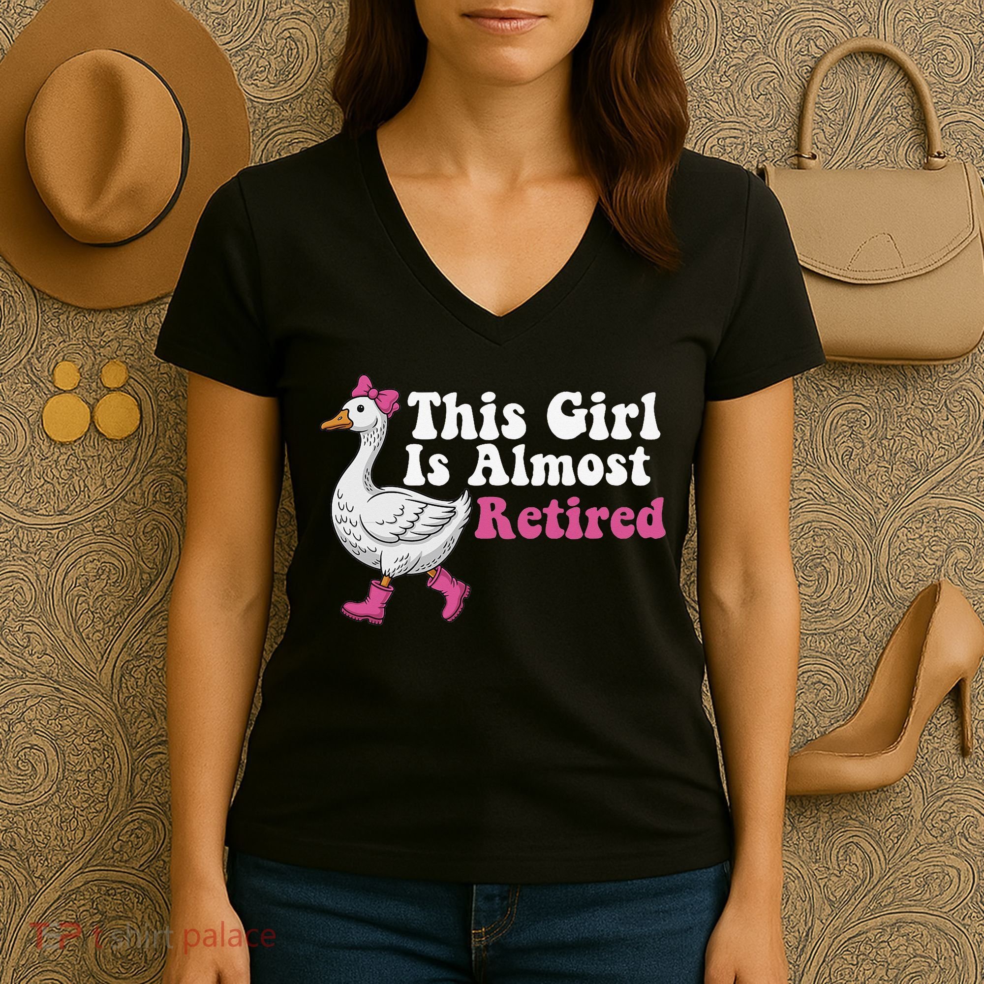 This Girl Is Almost Retired Retiring Soon Retirement Retro Women's V-Neck T-Shirt