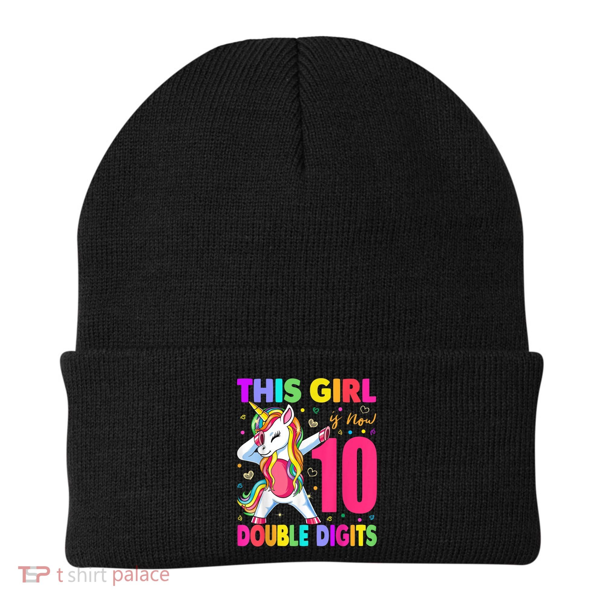 This Girl Is Now 10 Double Digits Shirt 10th birthday Gift Beanie