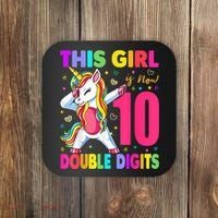 This Girl Is Now 10 Double Digits Shirt 10th birthday Gift Coaster thumb 0