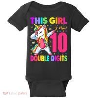This Girl Is Now 10 Double Digits Shirt 10th birthday Gift Baby Bodysuit thumb 0