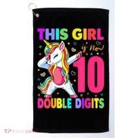 This Girl Is Now 10 Double Digits Shirt 10th birthday Gift Golf Towel thumb 0