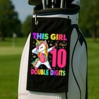 This Girl Is Now 10 Double Digits Shirt 10th birthday Gift Golf Towel thumb 2