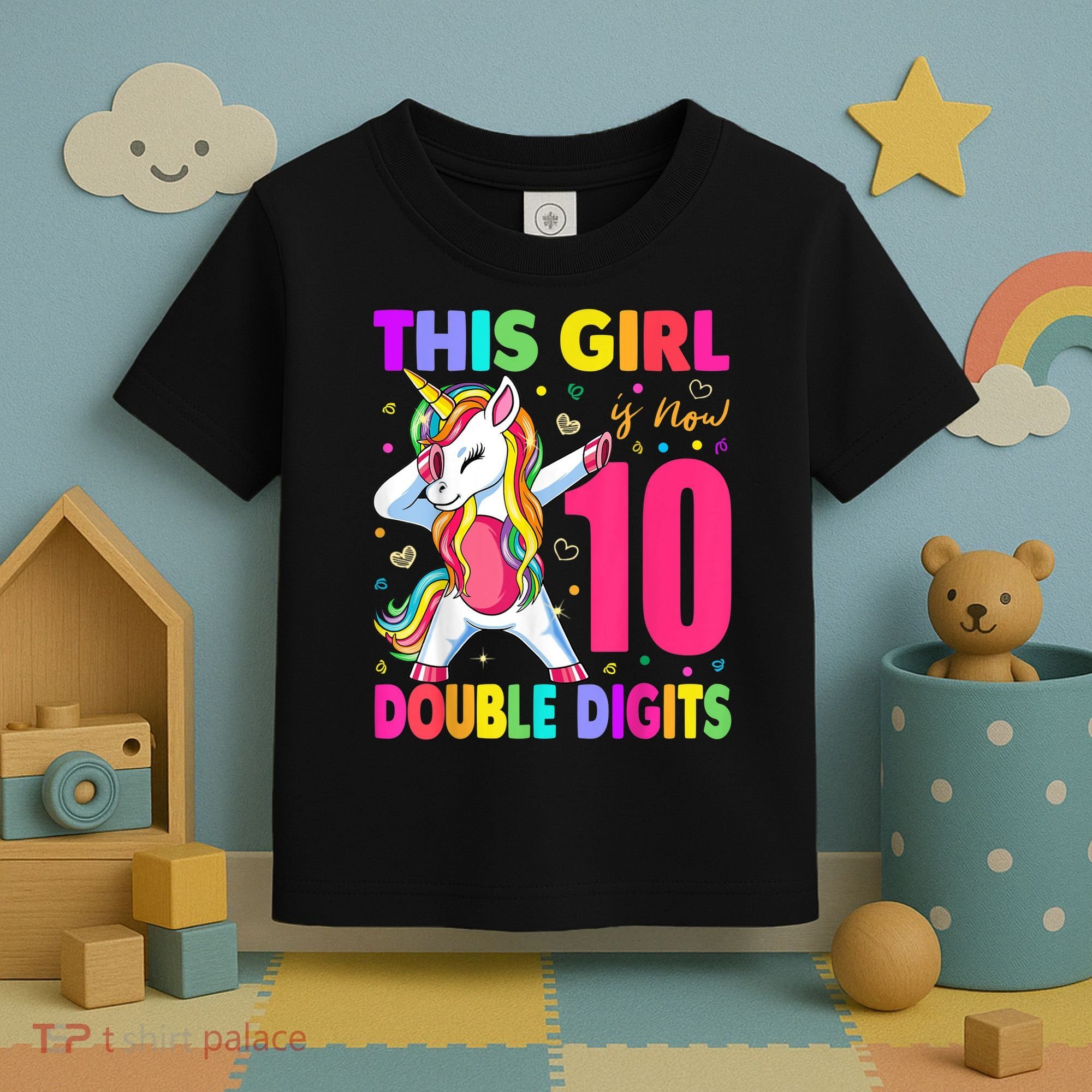 This Girl Is Now 10 Double Digits Shirt 10th birthday Gift Toddler T-Shirt