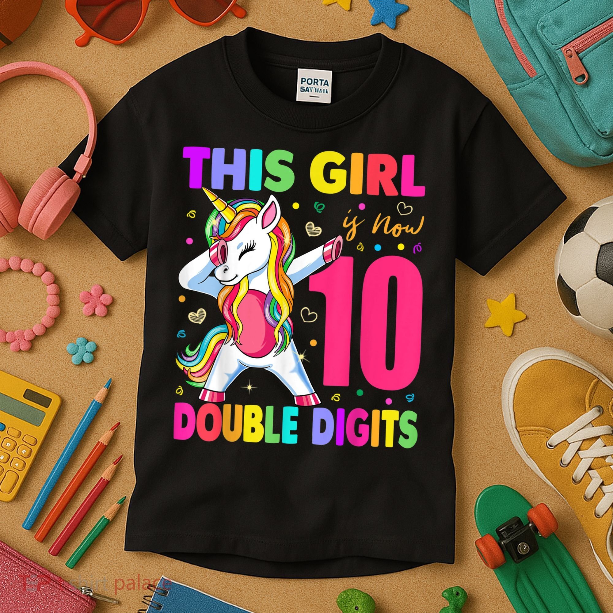 This Girl Is Now 10 Double Digits Shirt 10th birthday Gift Kids T-Shirt