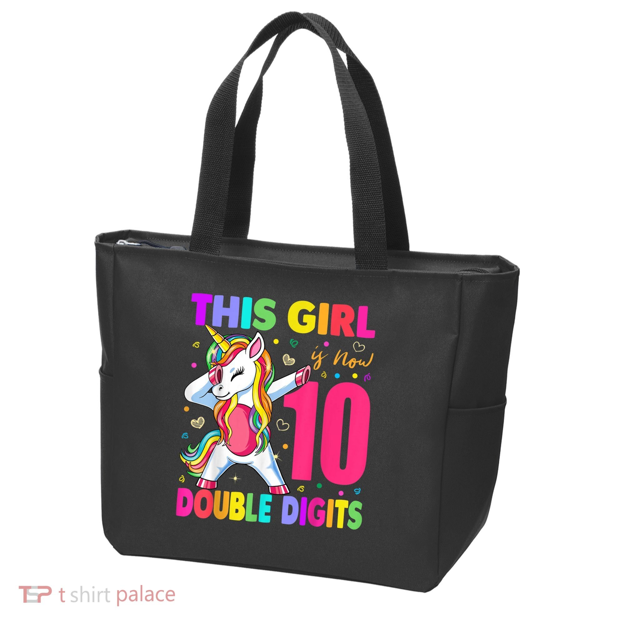 This Girl Is Now 10 Double Digits Shirt 10th birthday Gift Tote Bag
