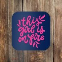 This Girl Is On Fire - Funny Saying Sarcastic Cool Cute Coaster thumb 0