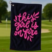 This Girl Is On Fire - Funny Saying Sarcastic Cool Cute Golf Towel thumb 1