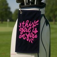This Girl Is On Fire - Funny Saying Sarcastic Cool Cute Golf Towel thumb 2