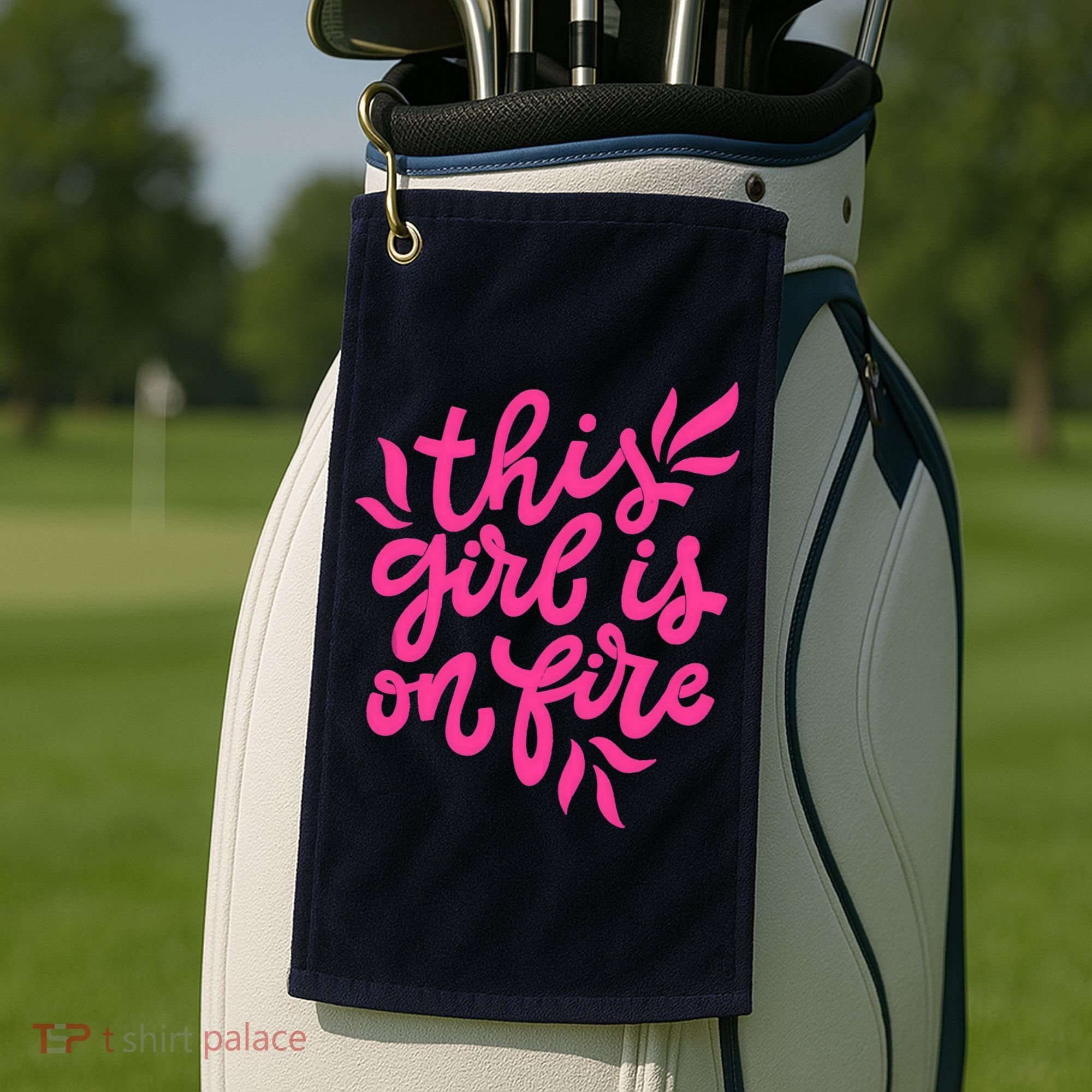 This Girl Is On Fire - Funny Saying Sarcastic Cool Cute Golf Towel