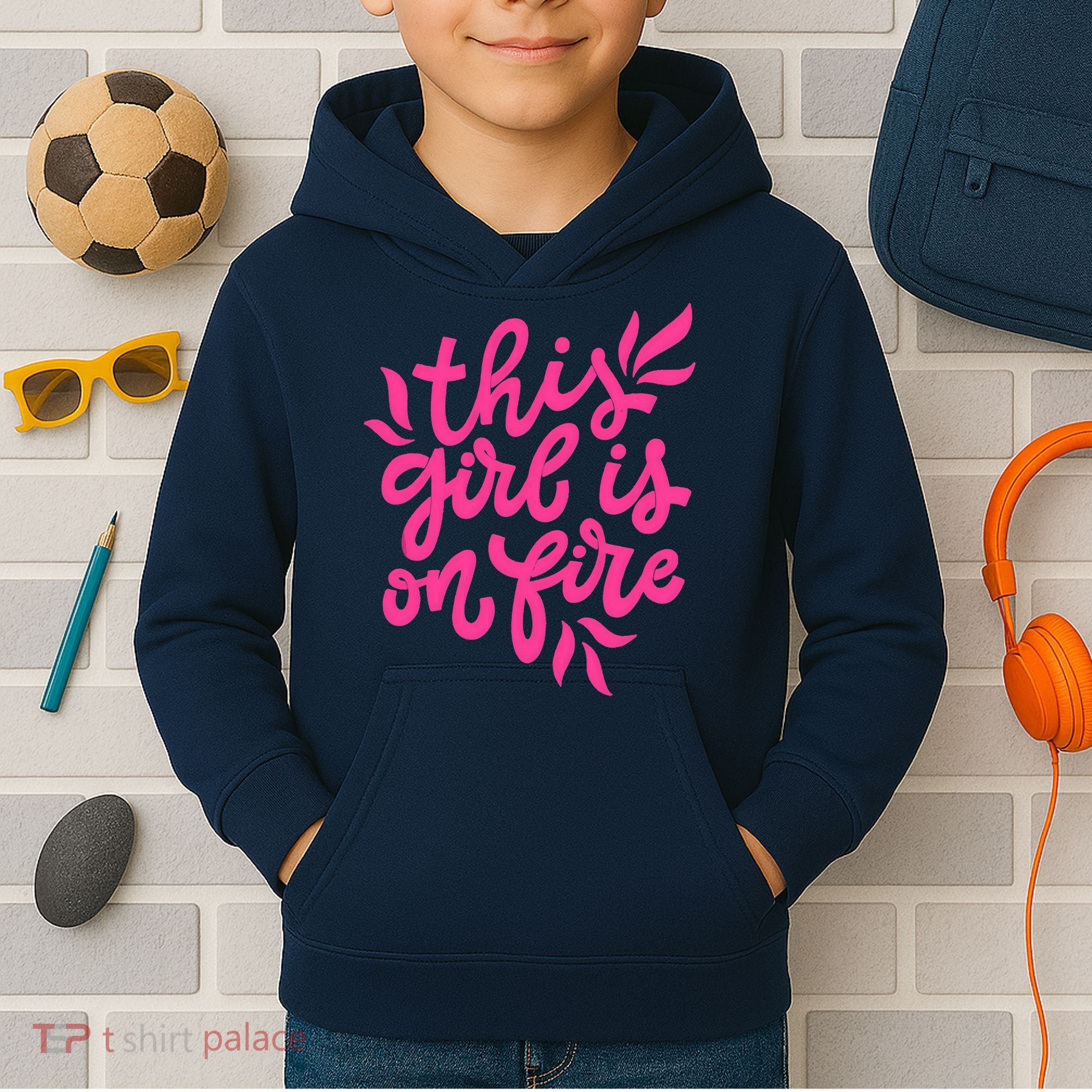 This Girl Is On Fire - Funny Saying Sarcastic Cool Cute Kids Hoodie
