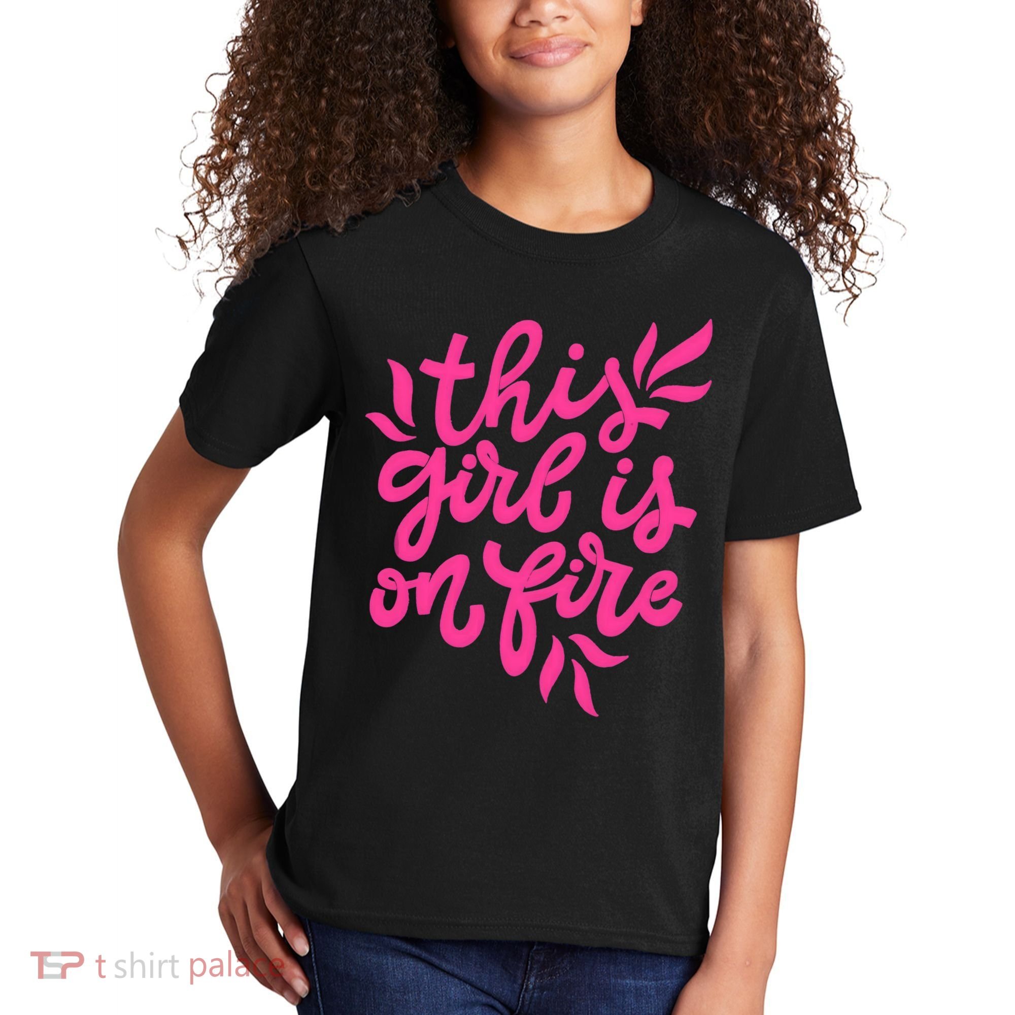 This Girl Is On Fire - Funny Saying Sarcastic Cool Cute Kids T-Shirt