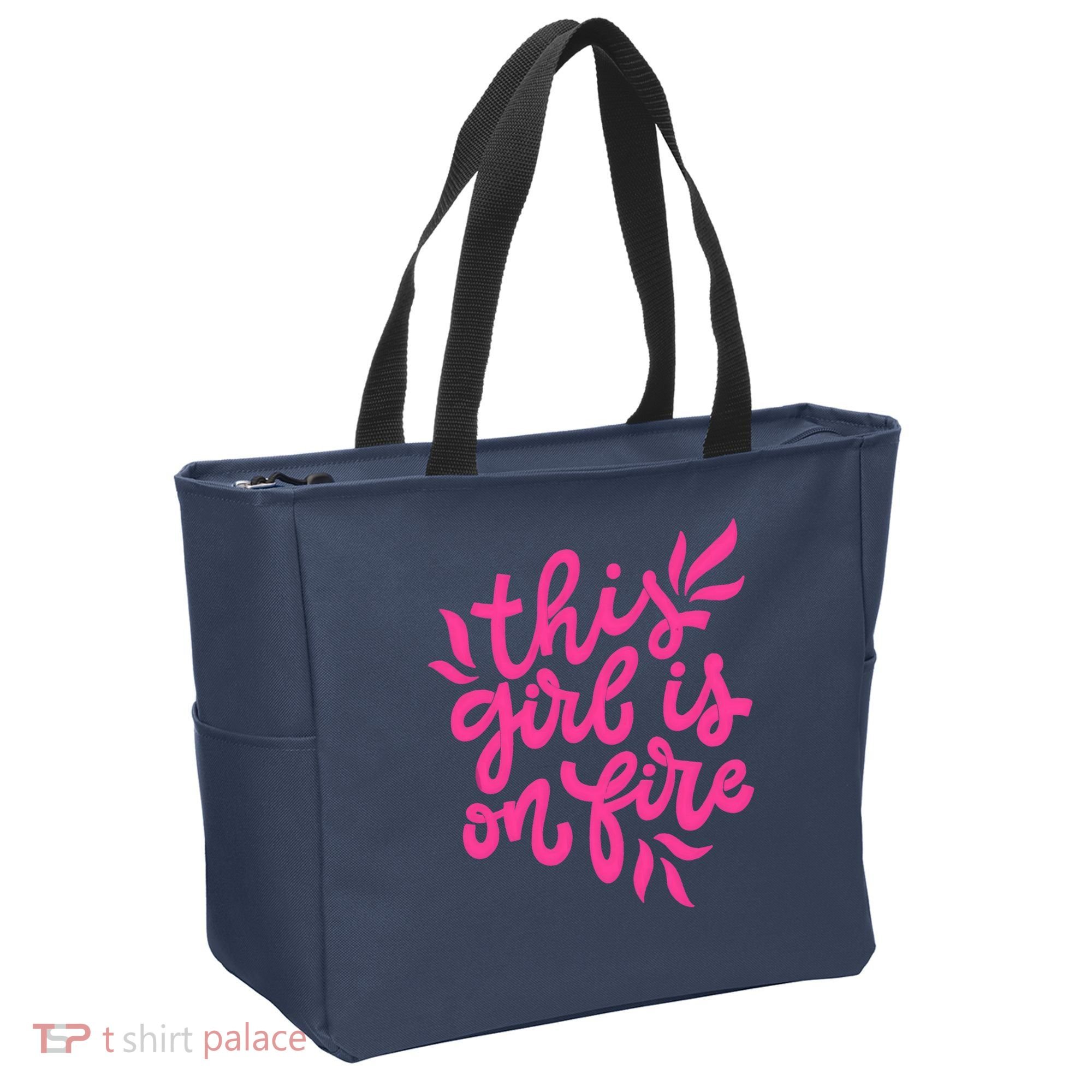 This Girl Is On Fire - Funny Saying Sarcastic Cool Cute Tote Bag