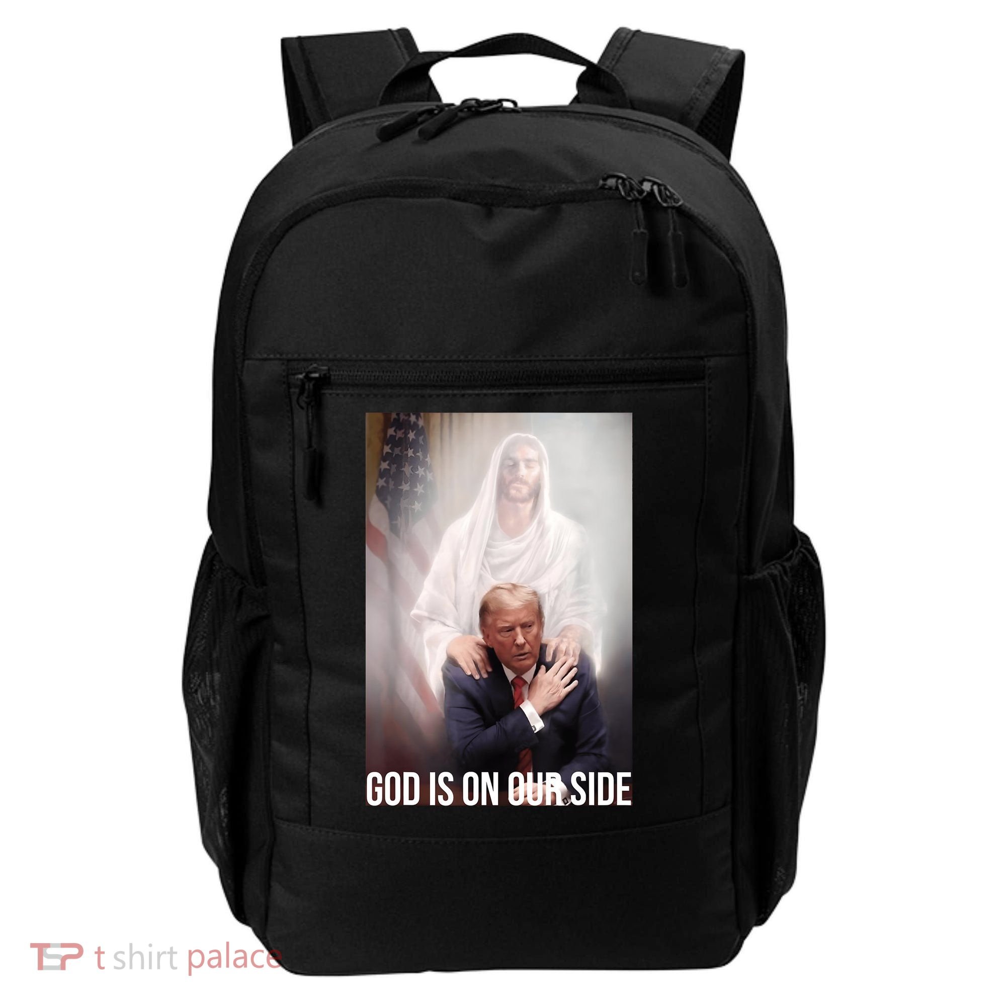 Trump God Is On Our Side Jesus Backpack