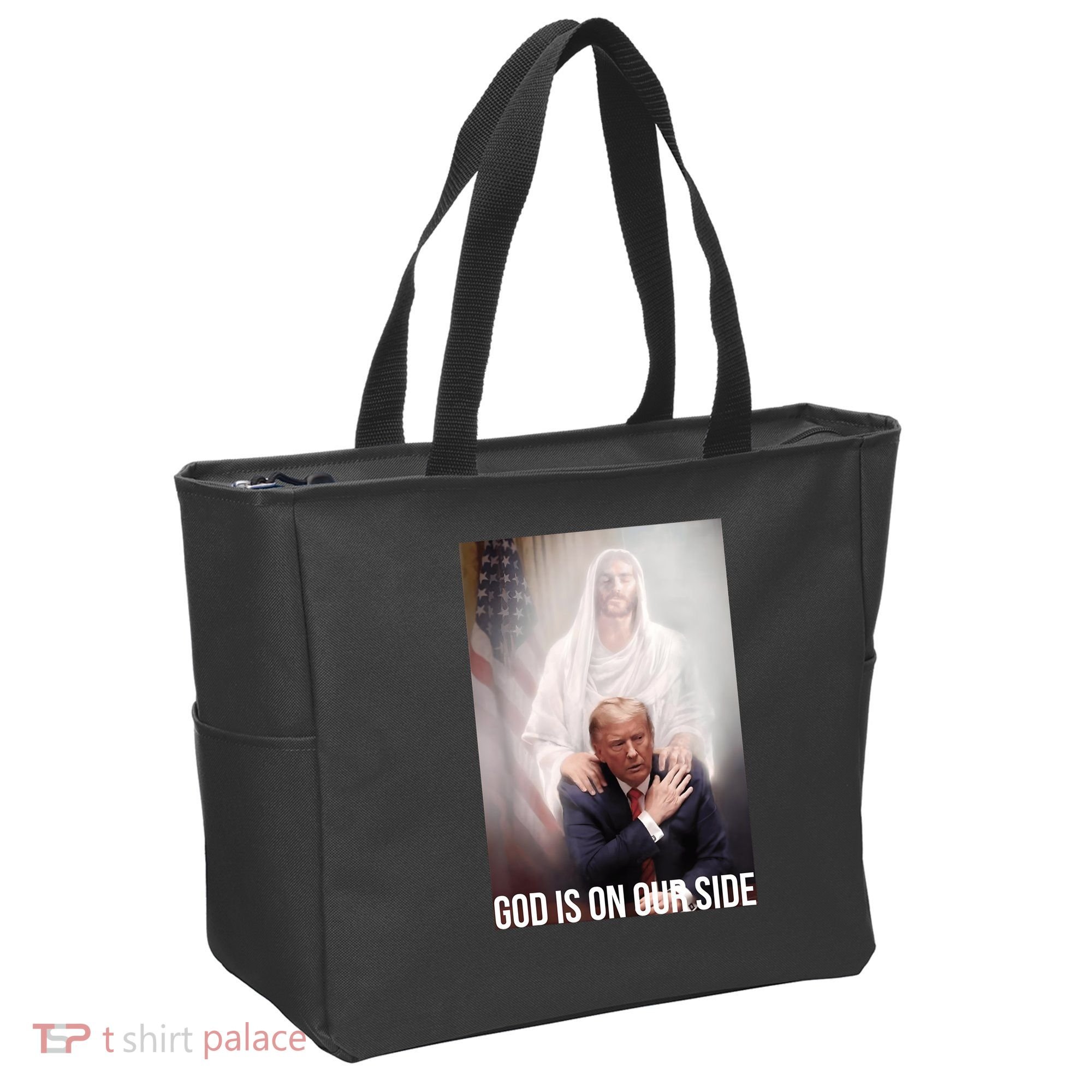 Trump God Is On Our Side Jesus Tote Bag