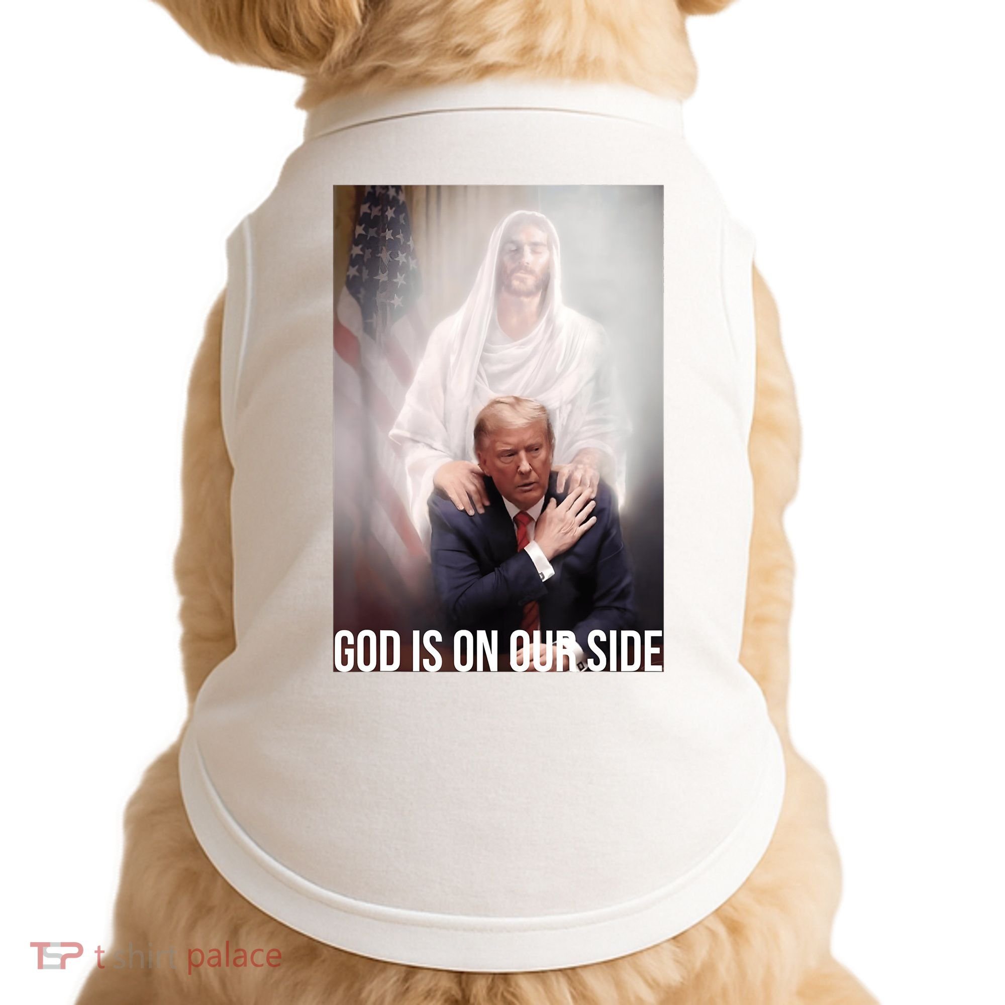 Trump God Is On Our Side Jesus Doggie Tank