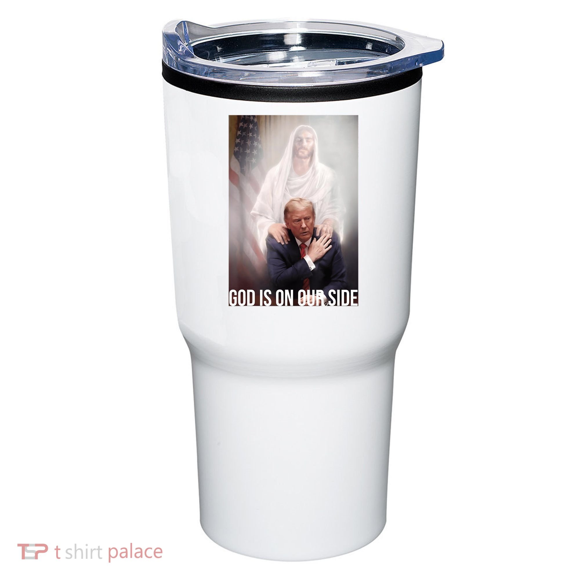 Trump God Is On Our Side Jesus Tumbler