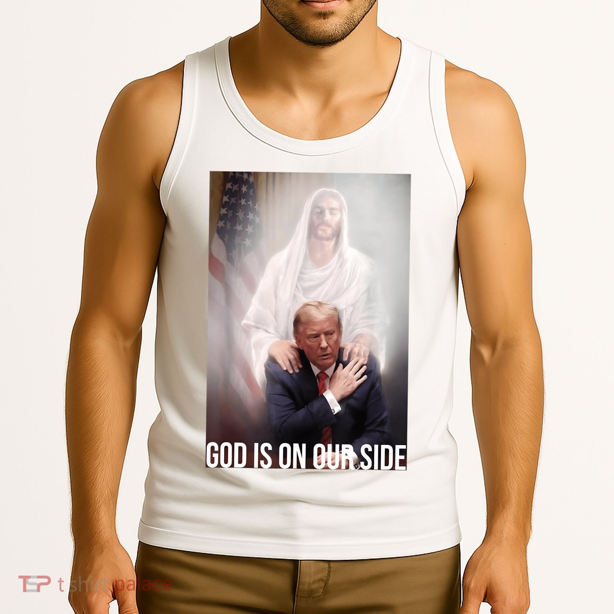 Trump God Is On Our Side Jesus Tank Top