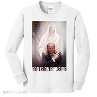 Trump God Is On Our Side Jesus Kids Long Sleeve Shirt thumb 0