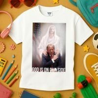 Trump God Is On Our Side Jesus Kids T-Shirt thumb 3