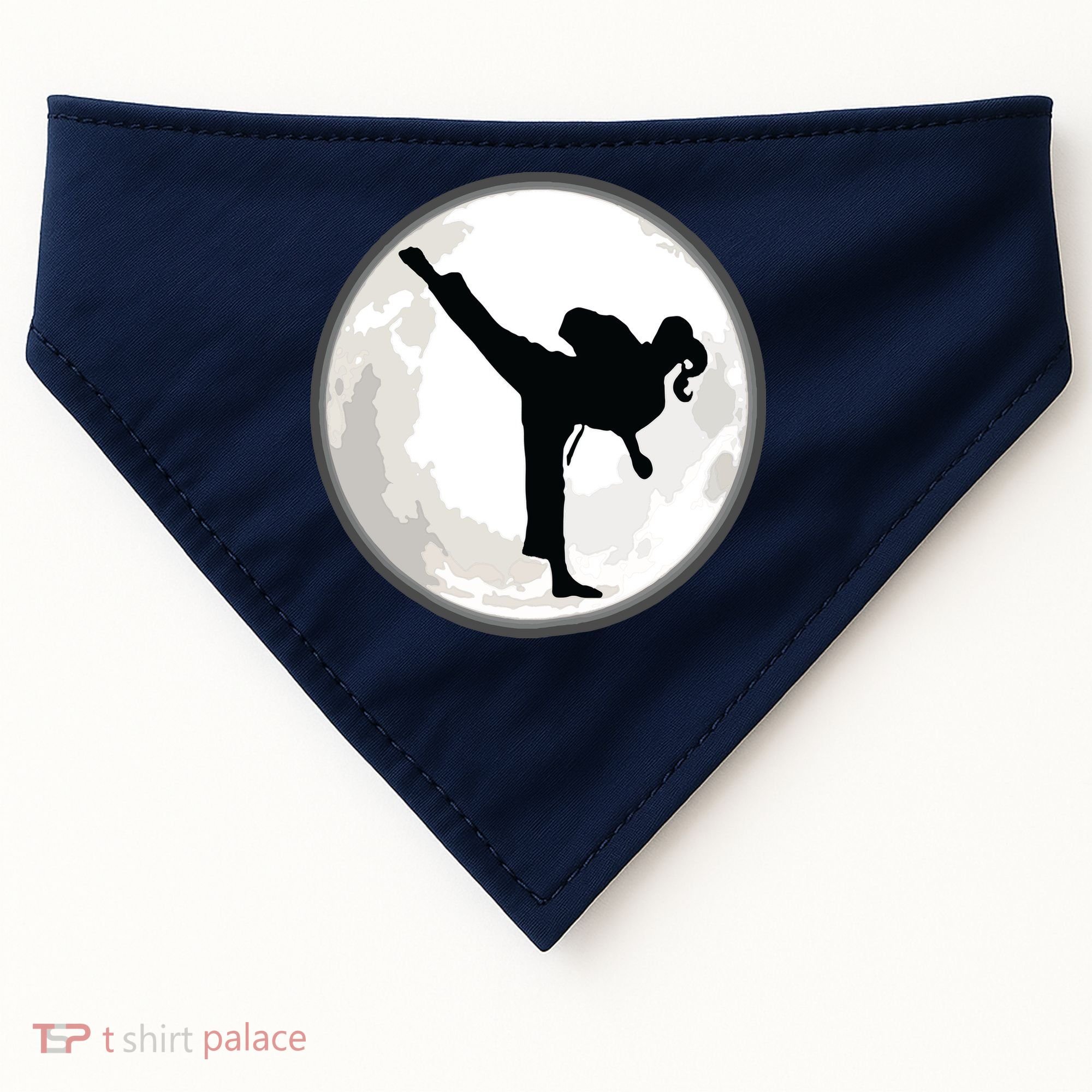 Taekwondo Girl In The Moon Tee USA-Made Doggie Bandana