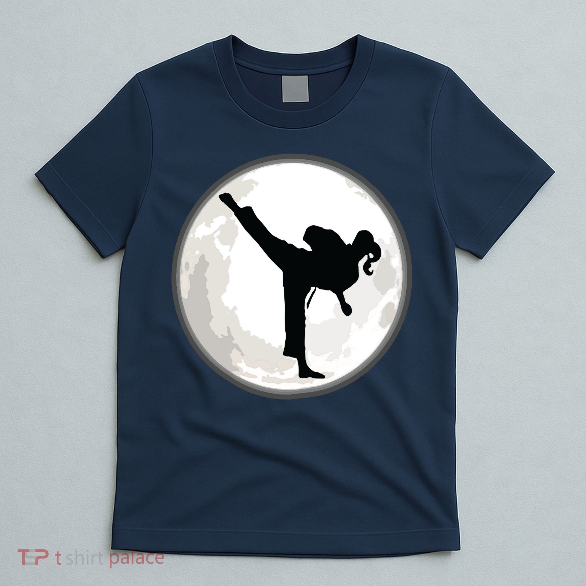 Taekwondo Girl In The Moon Tee T-Shirt