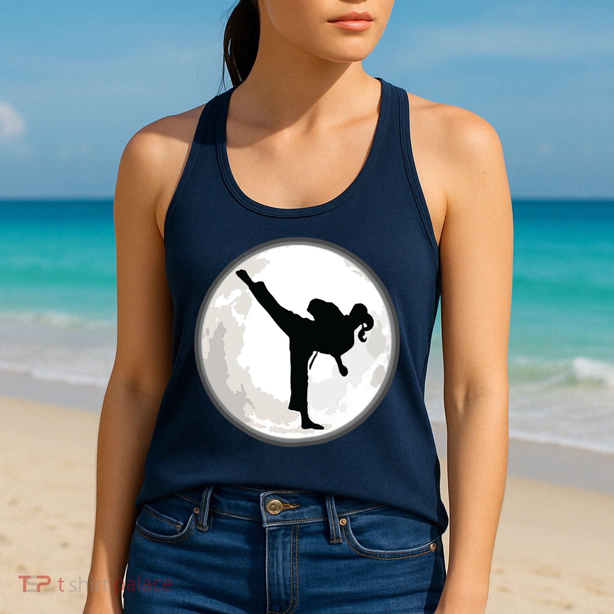 Taekwondo Girl In The Moon Tee Women's Tank Top