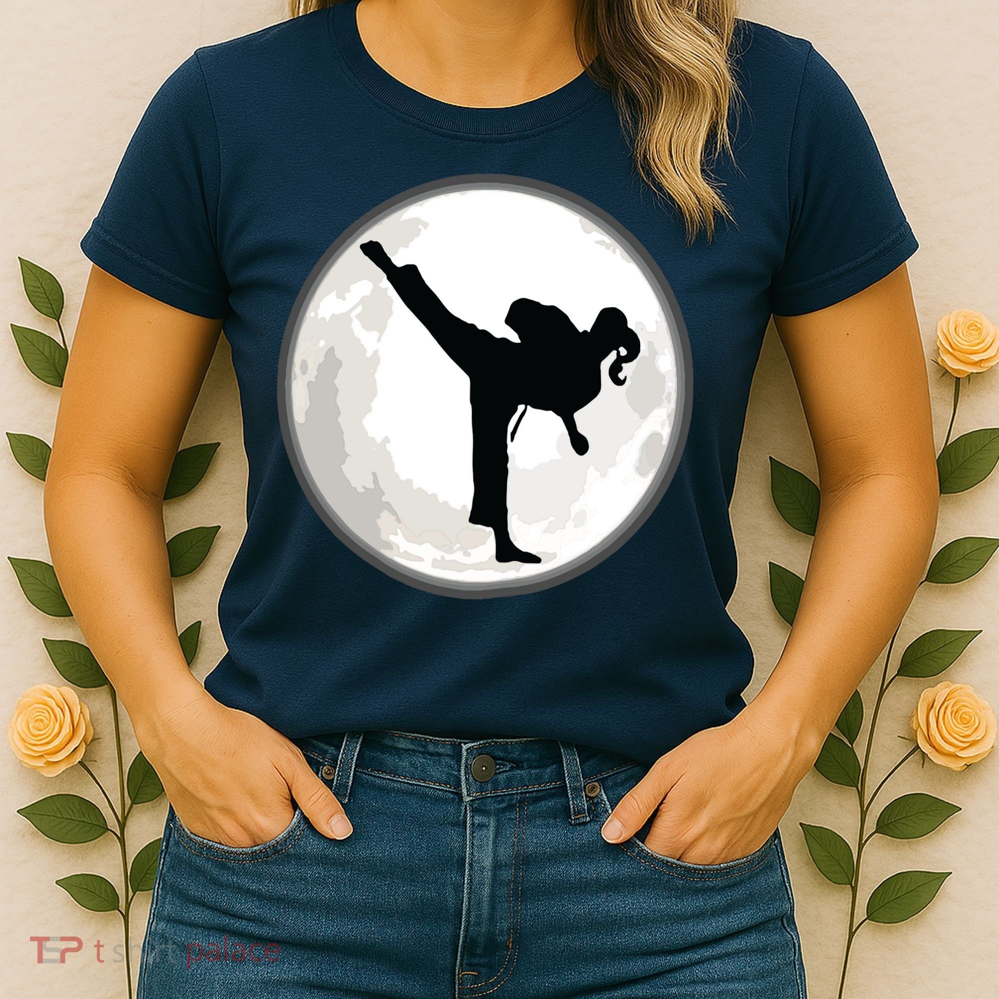 Taekwondo Girl In The Moon Tee Women's T-Shirt