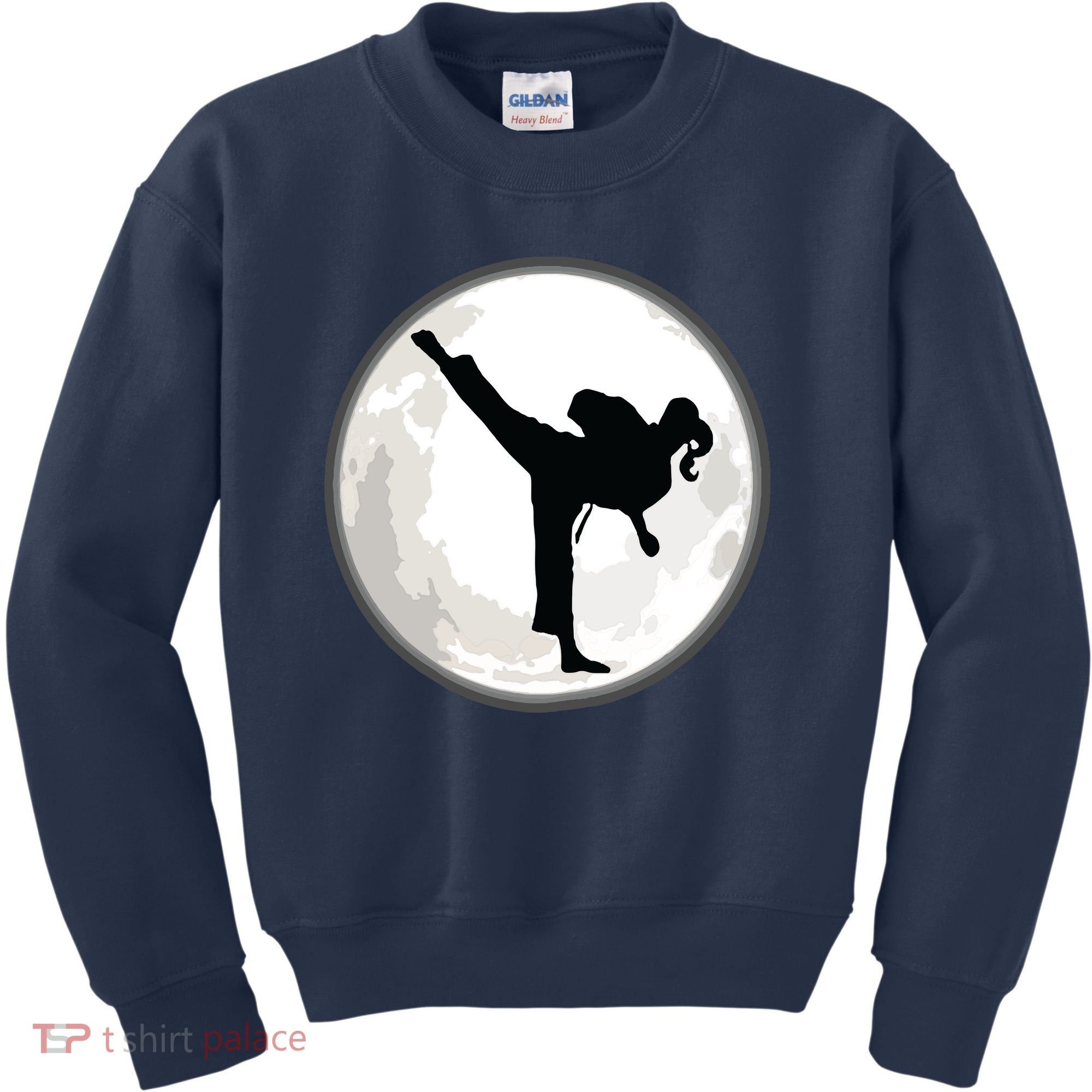 Taekwondo Girl In The Moon Tee Kids Sweatshirt