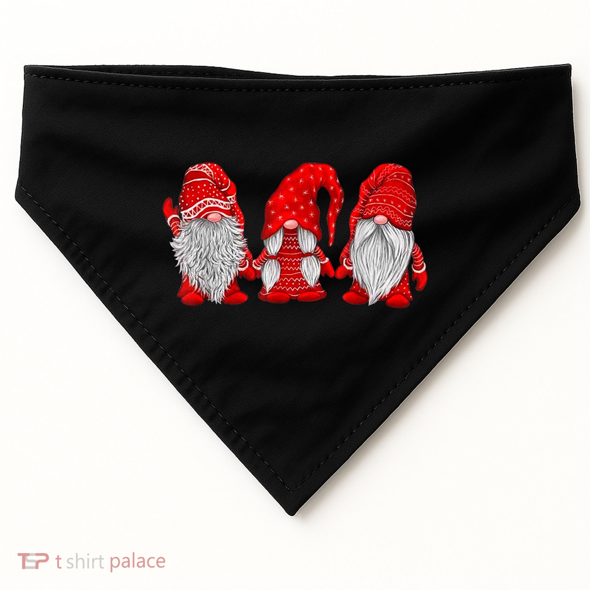 Three Gnomes In Red Costume Christmas Hanging With Gnomes TShirt USA-Made Doggie Bandana