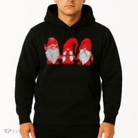 Three Gnomes In Red Costume Christmas Hanging With Gnomes TShirt Hoodie thumb 2