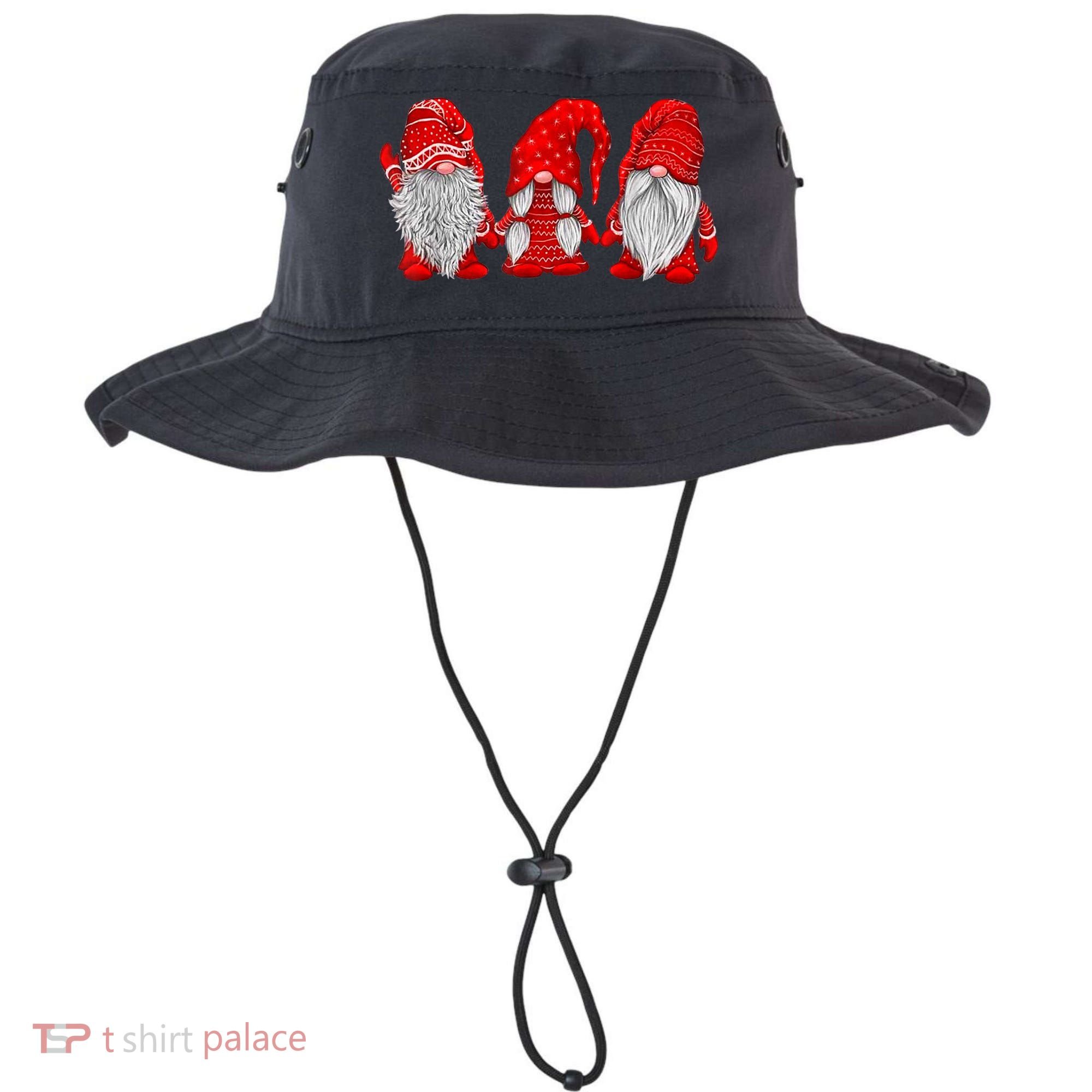 Three Gnomes In Red Costume Christmas Hanging With Gnomes TShirt Bucket Hat