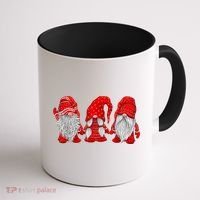 Three Gnomes In Red Costume Christmas Hanging With Gnomes TShirt Coffee Mug thumb 1