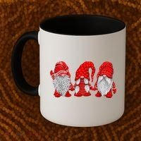 Three Gnomes In Red Costume Christmas Hanging With Gnomes TShirt Coffee Mug thumb 2